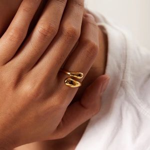◾️18k Gold Plated Chunky Adjustable Cross Open Ring